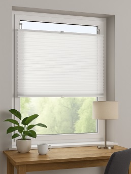 Beyaz Plise Katlanır Cam Balkon Perdesi - Ofis Perdesi - Mutfak Perdesi - Salon Perdesi