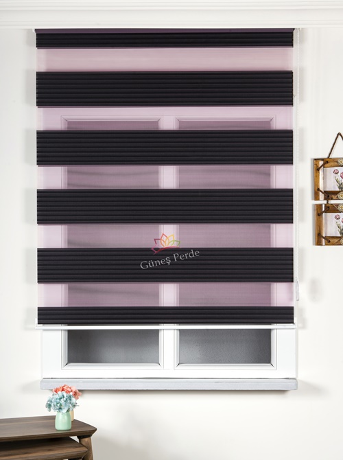 MOR PLİSELİ ZEBRA PERDE